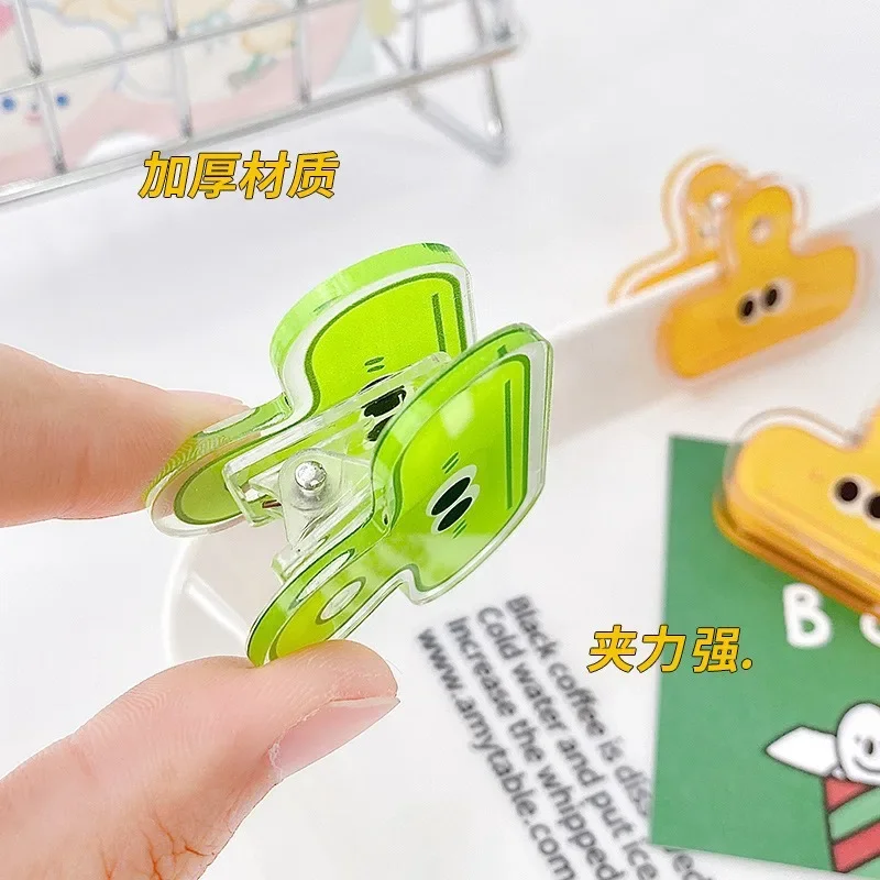 Cute Funny Cartoon Expression Eyes Color Acrylic Clip Kawaii Students Study Materials Sort Binder Clip Office Accessories 1PC