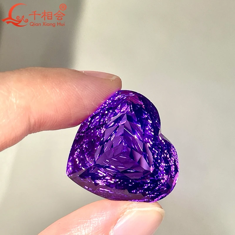 43ct heart-cut millennium natural amethyst, GRC-certified, perfect for stunning jewelry designs.