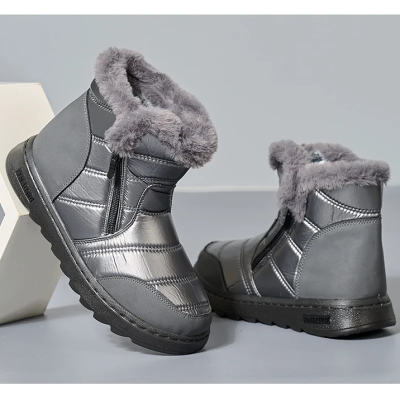 

Big Size 36-41 Women Waterproof Snow Boots Plush Lining Keep Warm Zipper Up Winter Shoes Outdoor Ankle Boots Female Snow Booties