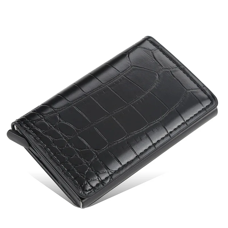 Dostosowany 2022 portfel z saszetką na karty kredytowe mężczyźni kobiety RFID aluminiowe etui na karty bankowe Vintage skórzany portfel z klipsami na pieniądze_voghion.com