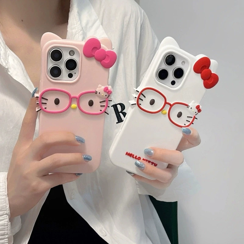 Charming KT Cat Glasses Silicone Soft Phone Case Cover