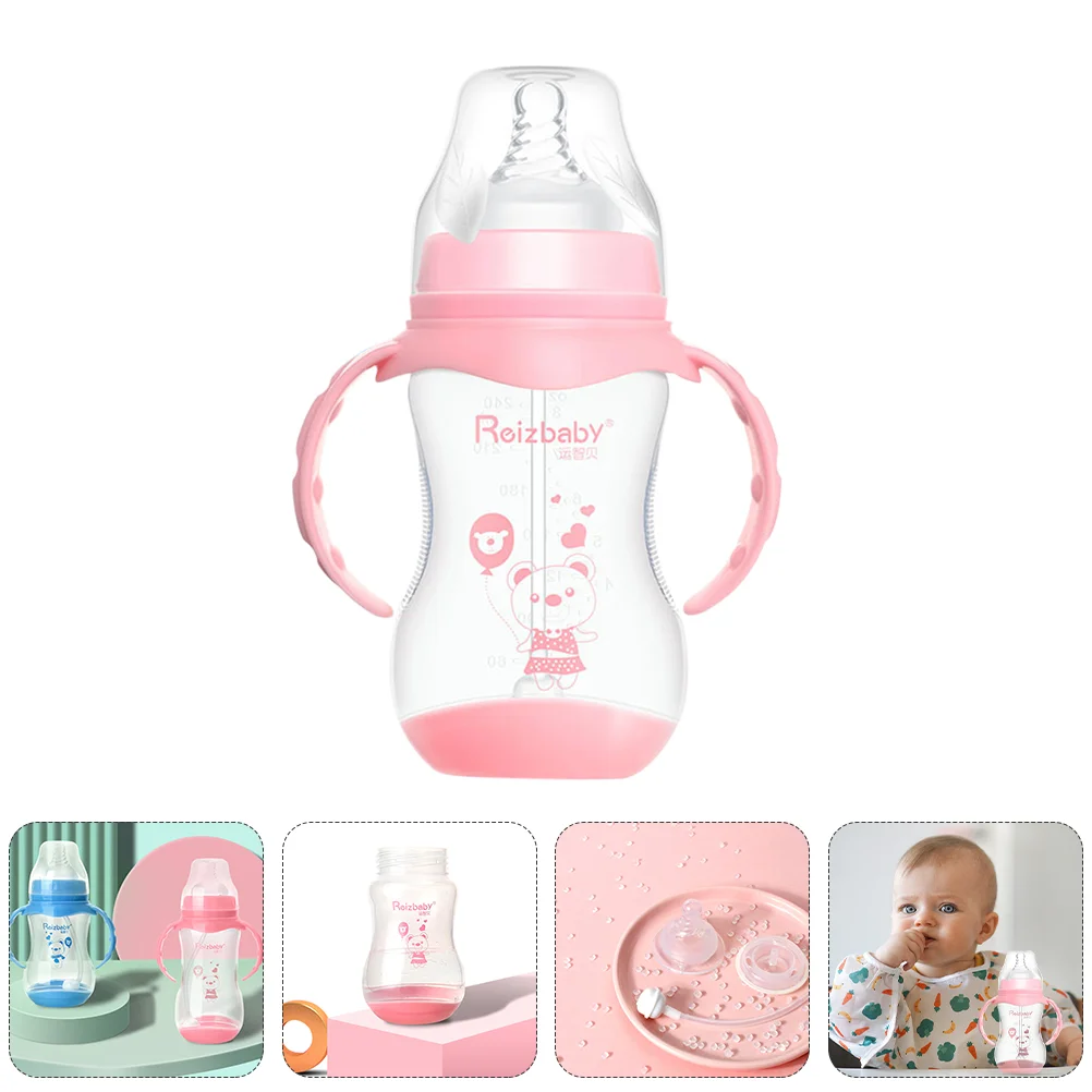 

1pc Kid Milk Bottle Water Drinking Cup Leak-Proof Double Handle Mug for Baby 240ml