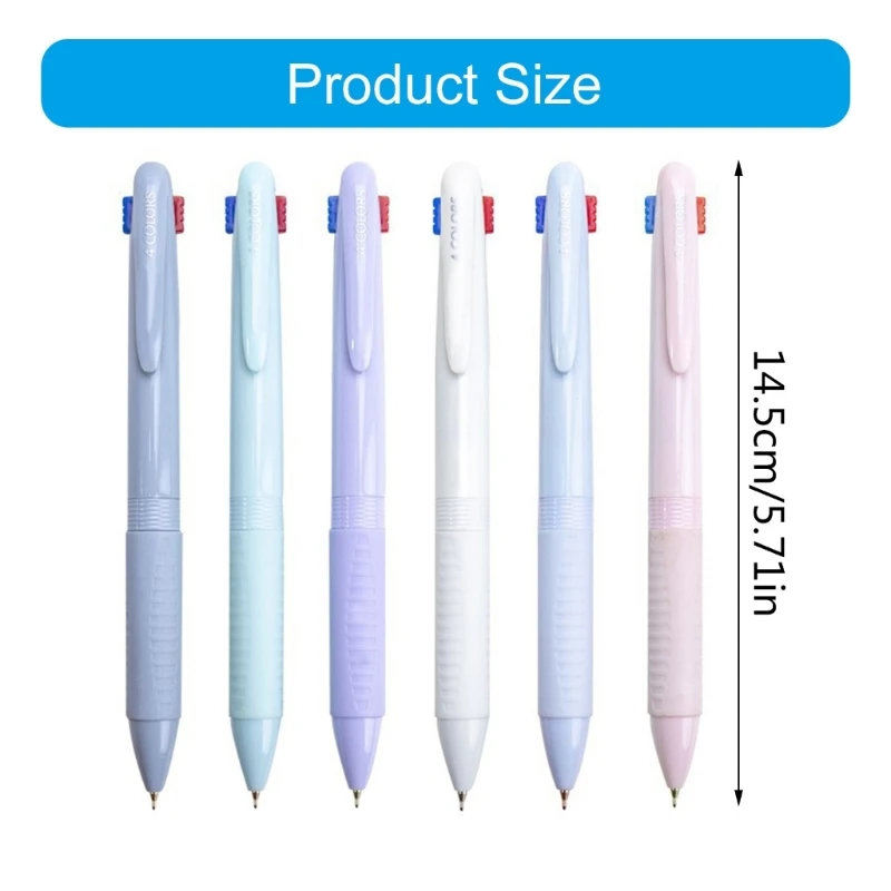 Shuttle Pen Retractable Ballpoint Pen 4 in 1 Multicolor 6 Pcs Office School Supplies for Smooth Writing