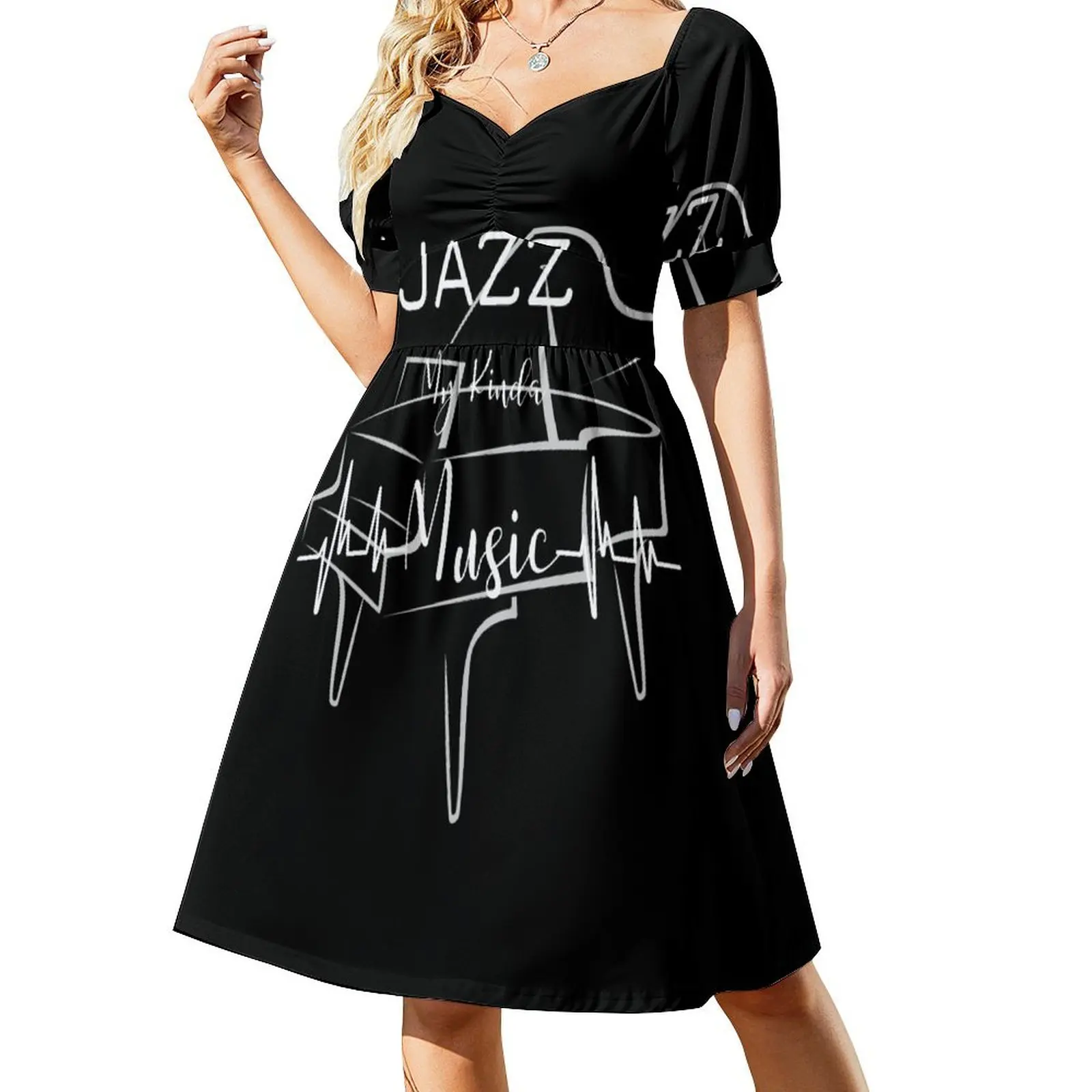 thumbnail image 1 of Jazz. Mi tipo de música Vestido de manga corta Ropa vestidos de fiesta para mujer Vestido para mujer, 1 of 7