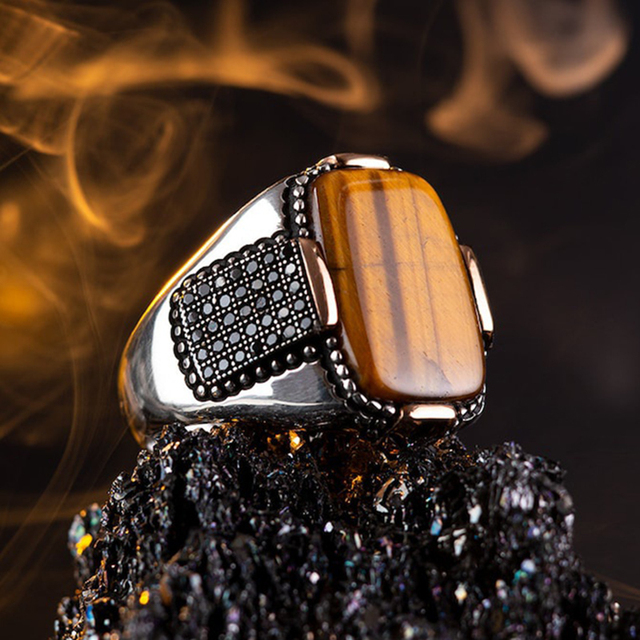 Handmade Turkish Ring For Men Women Inlay Silvery Black Zircon Stone Rings Punk Retro Religious Muslim Islamic Jewelry