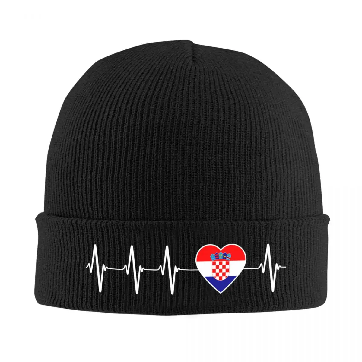 

Heartbeat Croatia Flag Bonnet Hats Cool Knit Hat For Women Men Winter Warm Croatian Country Heart Family Skullies Beanies Caps