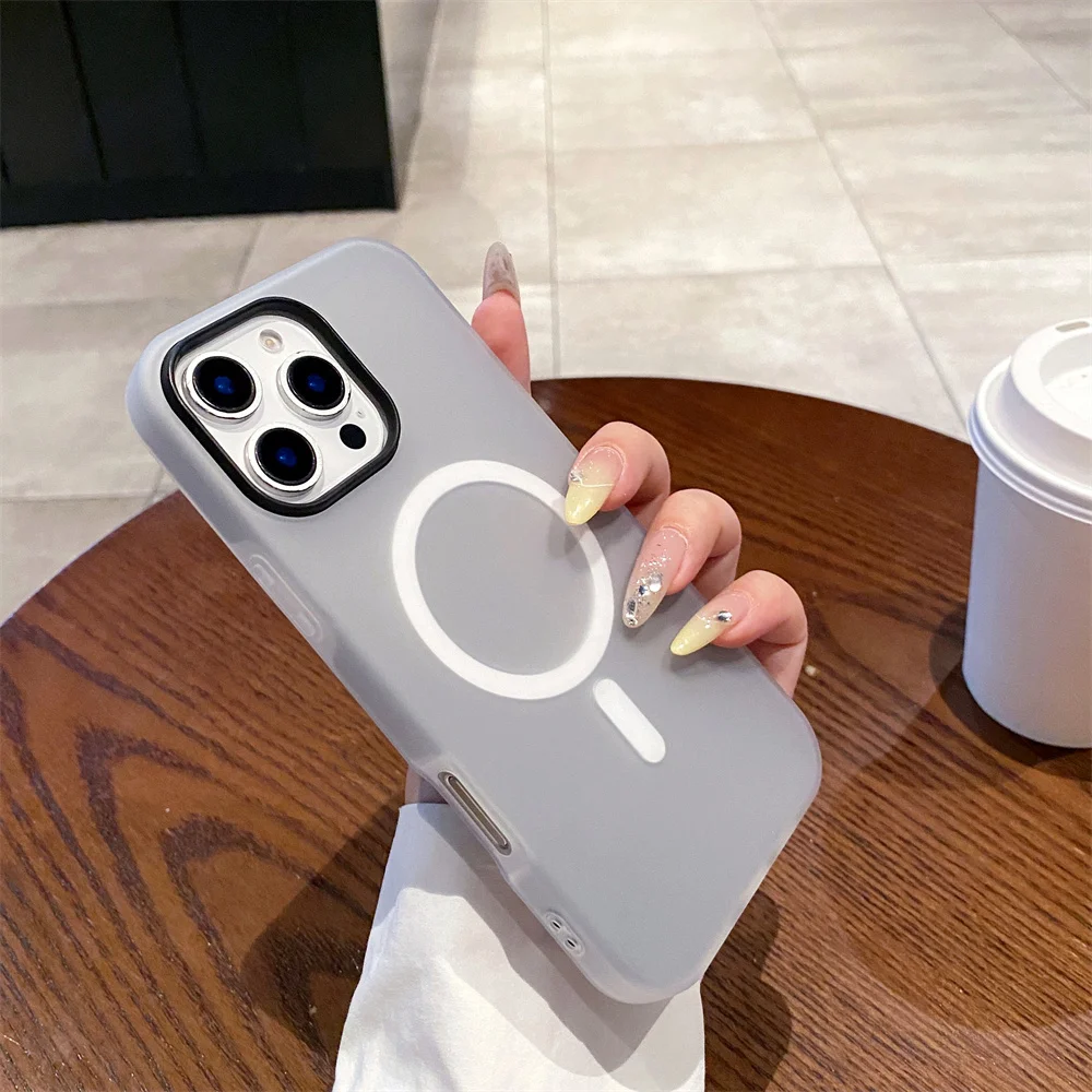 Luxury Candy MagSafe Wireless Charging Matte Phone Case with Magnetic Bumper Cover