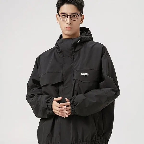 

2023 Autumn New hooded techwear Retro Motorcycle Jacket Outdoor Waterproof Charge Coat Loose Coat Men windbreak jackets