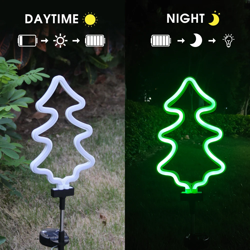 Christmas Tree Solar Lights Fluorescent Plug-in Garden Decorative Light Outdoor Waterproof Artificial Christmas Tree Decor 3