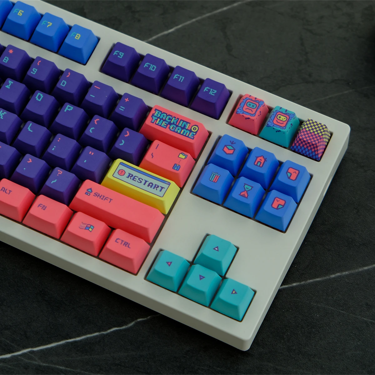 Chaves Gmk de Volta no Jogo Keycaps Cherry Perfil Pbt Tintura Sublimação Gameboy Keycap para mx Switch 61 64 68 75 87 104 980 129 - Imagem 5