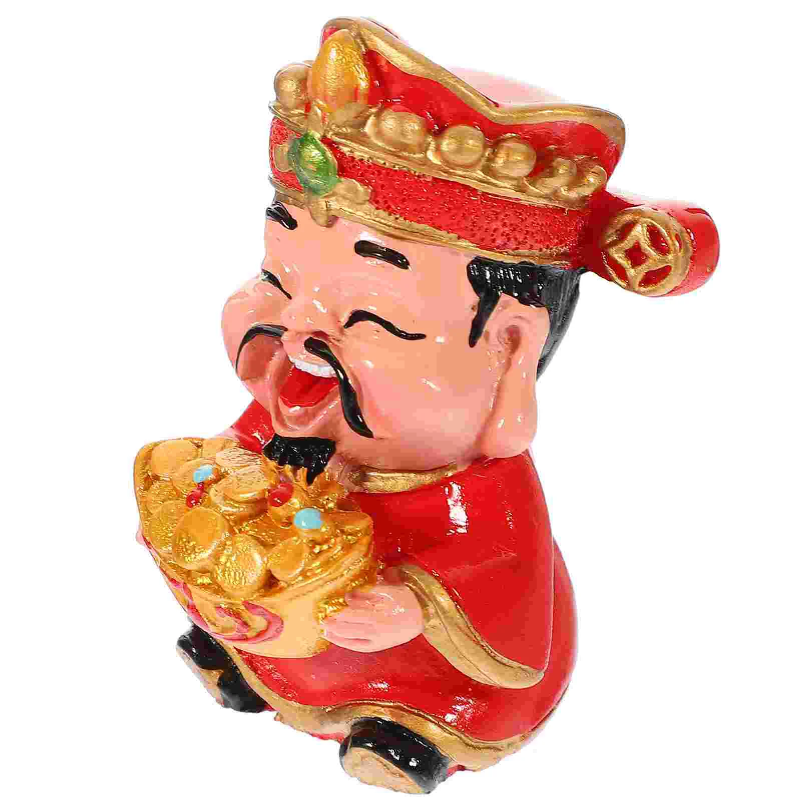 

God of Wealth Statue Chinese Style Fortune and Luck Figurine Desktop Ornament New Year Decoration