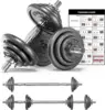 44Lbs Cast Iron Adjustable Dumbbell Set Hand Weight with Solid Dumbbell Handles Changed into Barbell Handily Great for Bodybuild 1