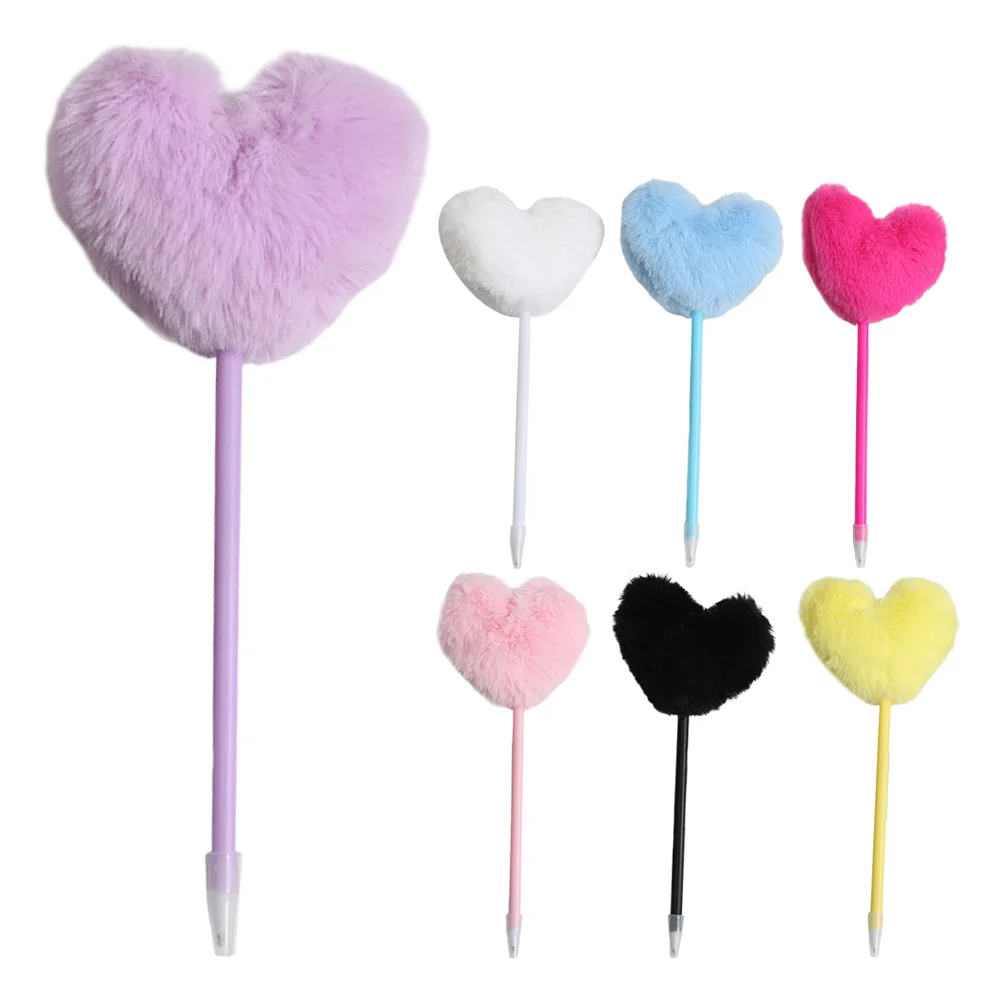 

Writing Pen Fluffy Ball Pen Decorative Fuzzy Ball Heart Pen Decorative Heart Shape Pom Pom Pen Mix Color