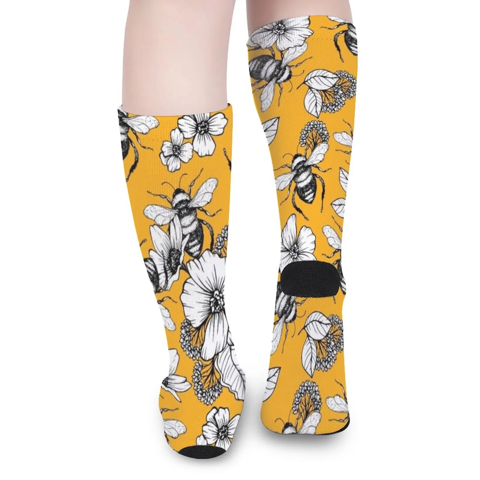 Vintage Honey Bee Seamless Pattern Socks non-slip soccer socks happy socks compression socks men Heating sock