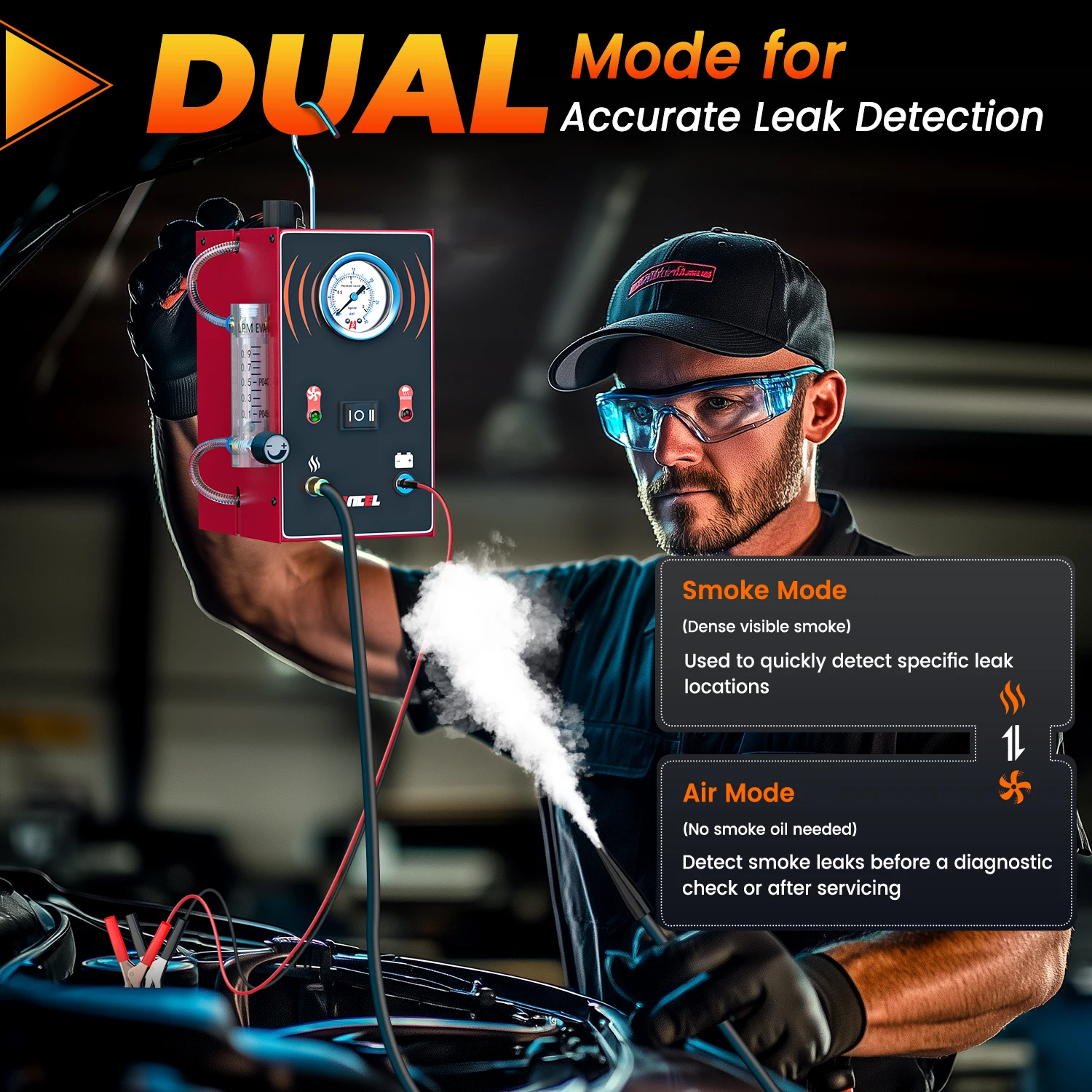 ANCEL S300 Car Smoke Leak Detector Turbo 12V with Pump EVAP Pipe Leak Locator Smoke Generator Diagnostic Tool for Car Motorcycle 4