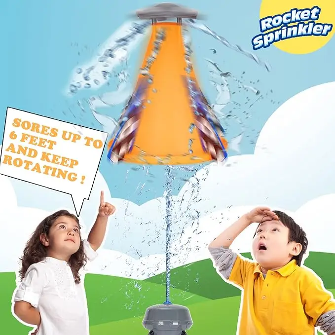 Outdoor Sprinkler for Kids, Launch Water Rocket Toy, Water Spray Rocket Launcher for Outside Yard Play Summer, Splashin 2