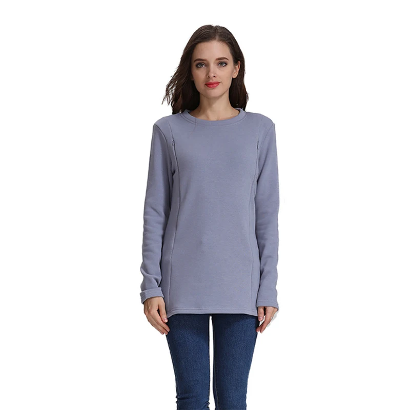 Emotion Moms Winter Maternity Sweater Thick Fleece Lining Breastfeeding Jumper Invisible Zipper Nursing Clothes Lactation Wear 5