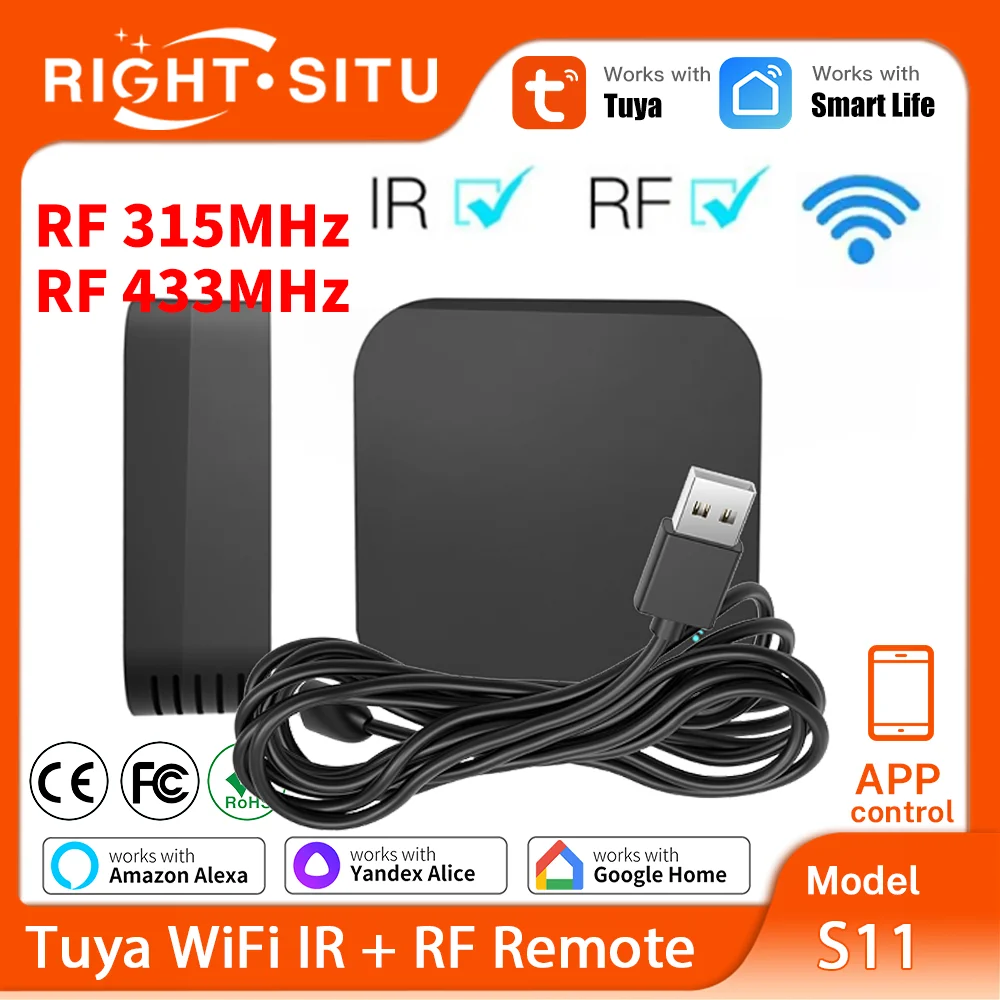 รีโมทคอนโทรลอัจฉริยะ Tuya Smart RF IR 315MHz 433MHz รุ่น WiFi สำหรับบ้านอัจฉริยะ รองรับเครื่องปรับอากาศ ทีวีทุกชนิด รองรับ SmartLife Yandex Alexa 1