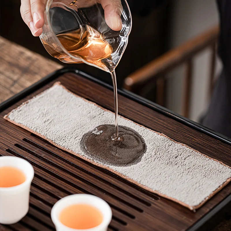 Chinese Painted Tea Set Towel Napkin Placemat Coaster Tableware Table Cloth Decoration Cotton Velvet Absorbent Mat