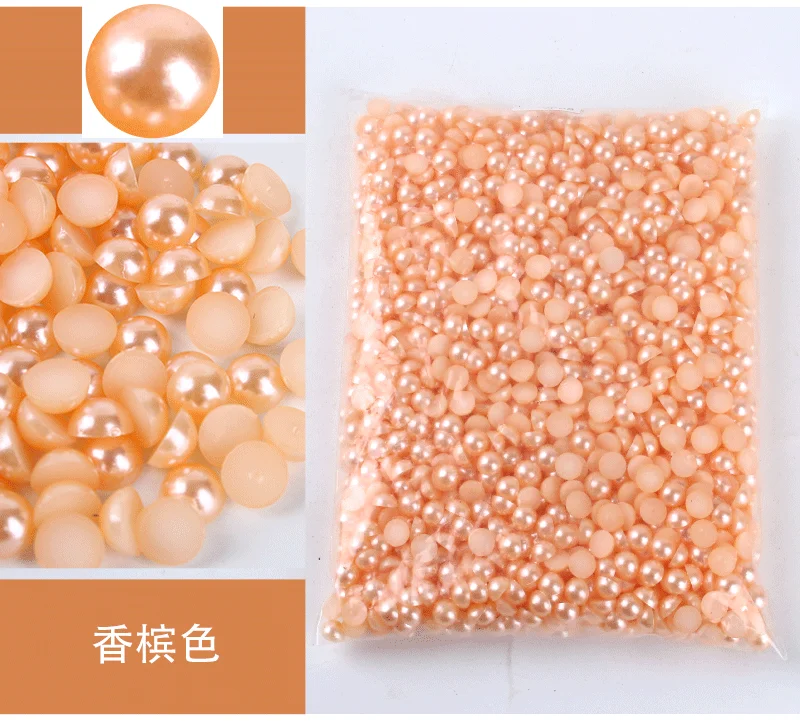 Mixed Size Colorful ABS Pearl Flat Back Rhinestones for Nail Art & Jewelry Crafting