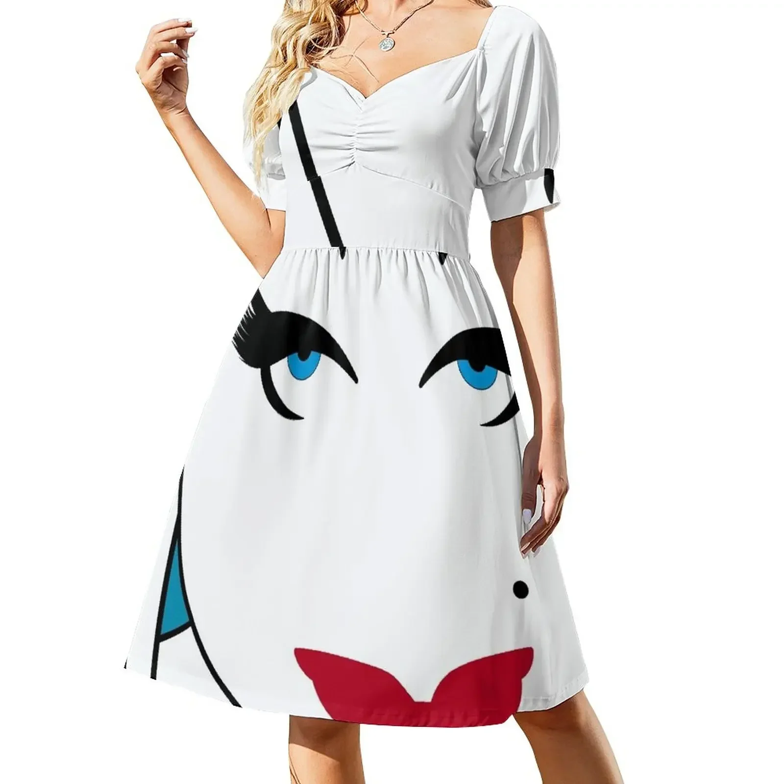 thumbnail image 1 of Vestido de manga corta con estampado pop art divino, vestido de noche para mujer, vestidos de fiesta para mujer, 1 of 7