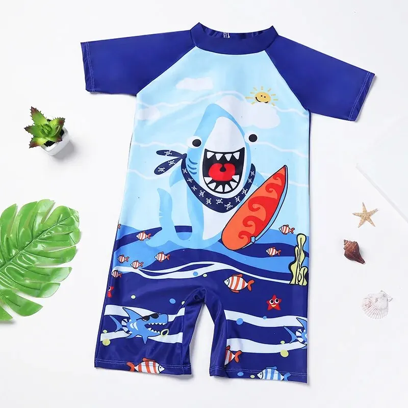 Children's One-piece Summer Bathing Suit Boys Little Middle Children Cartoon Baby Children Swimming Hot Springs