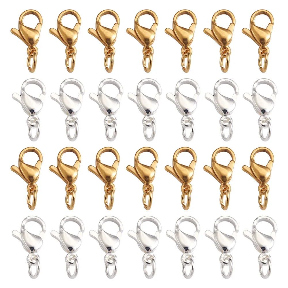

50pcs Stainless Steel Lobster Clasp with Open Jump Rings Hooks Connectors for Necklace Bracelet Diy Jewelry Making Findings