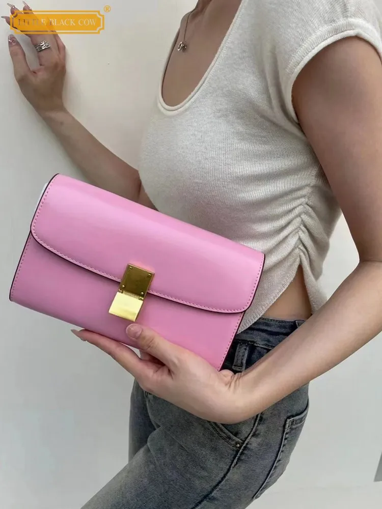 0401~Solid Color Leather Maxi Clutch