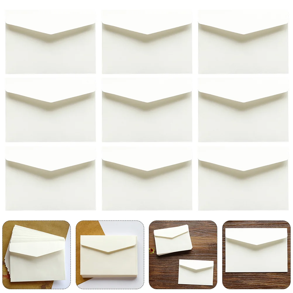 

100 Pcs Blank Cards Envelopes Paper Photo Mini Gift Business Letter Wrapping DIY Invitation White Bag