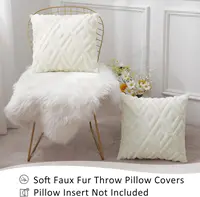Soft Faux Fur Throw Pillow Covers 18x18 Velvet Decorative Pillow Covers Cushion Cover 45*45  Decorative Pillows for Sofa White 2