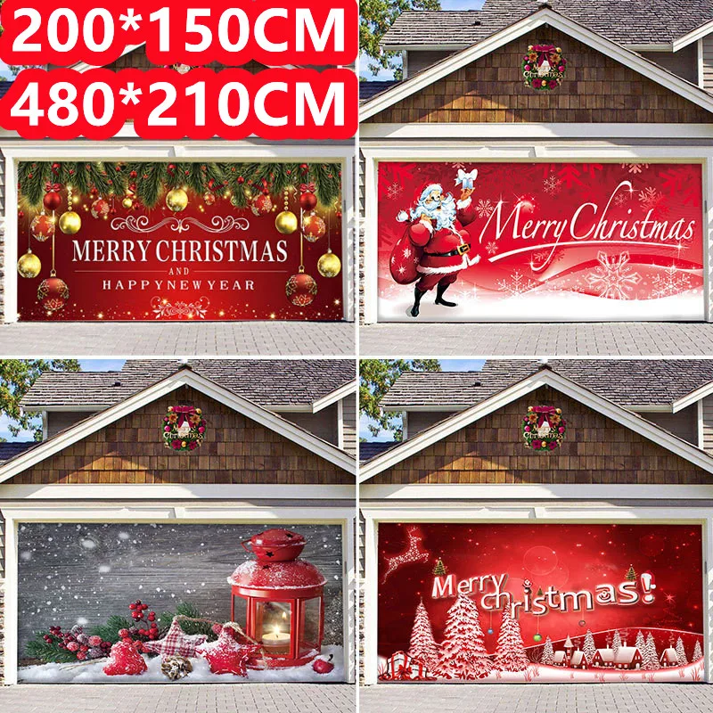 

480x210cm Christmas Garage Door Banner Christmas Decoration Wall Papers For Living Room Door Club Garage Wall Decor Stickers