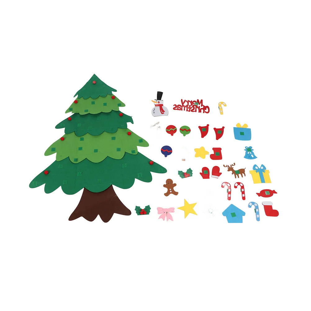 DIY Felt Christmas Tree Christmas Decoration for Home Navidad 2026 New Year Christmas Ornaments Santa Claus Xmas Kids Gifts