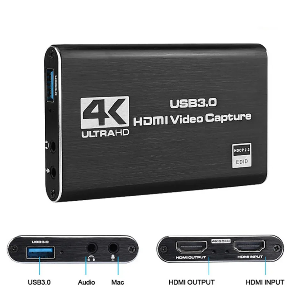게임 녹화 플레이트 라이브 스트리밍 박스용 비디오 캡처 카드, PS4 카메라용 USB 3.0 그래버, 4K USB HDMI 호환, 1080P 60Hz
