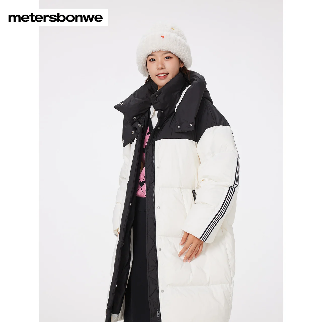 Metersbonwe Long Hooded Down Jacket Women Thick Winter Parker Coat Ladies 2023 New Fashion Warm Jackets Casual White Outerwear