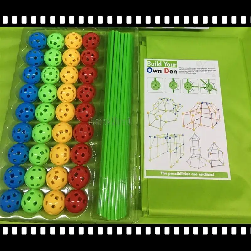 Construction Kit Creative Diy Castle Tunnels Toys Gift 51 Stick + 36 Ball + 1 Tent Building Blocks building blocks construction blocks