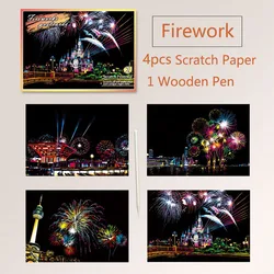 Rainbow Magic Scratch Art Paper - World City Attractions Series - DIY Drawing & Stress Relief Gift (Fireworks)