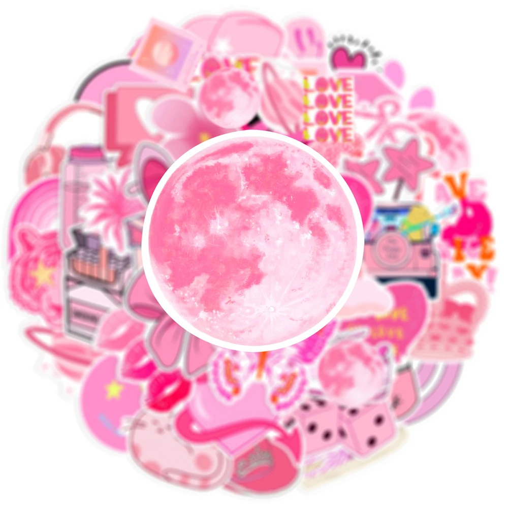 10/30/50pcs Ins Style Pink Fresh Stickers VSCO Girls Sticker Phone Guitar Laptop Skateboard Suitcase Car Diary Bike Cute Decals