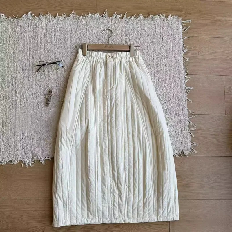 Apricot [plus size skirt/midi skirt/a-line bodycon skirt/ petite-friendly/high-end skirt/ versatile/ tummy control/ unique design/ thick fabric]