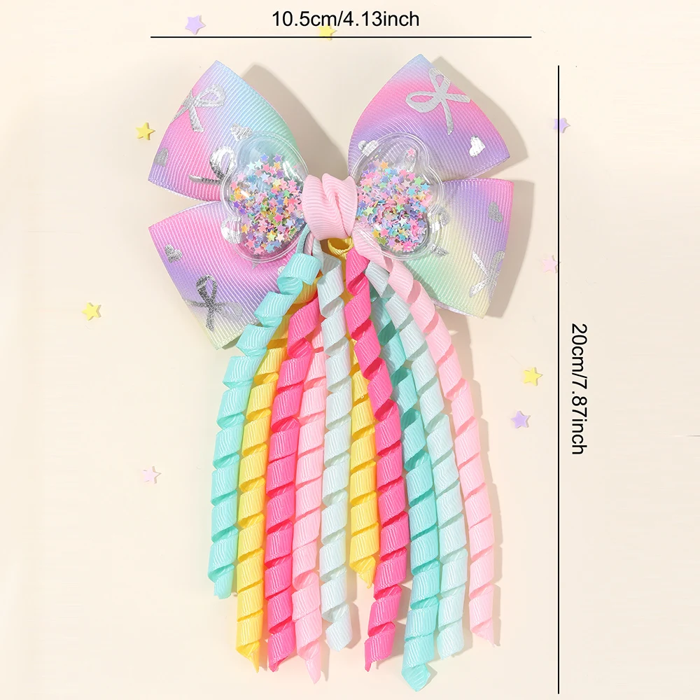 Enchanting Unicorn Hair Clips with Tassel Ribbon and Curly Ponytail Accents