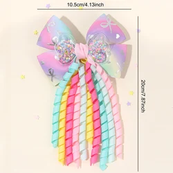 Enchanting Unicorn Hair Clips with Tassel Ribbon and Curly Ponytail Accents (Star         1PCS)
