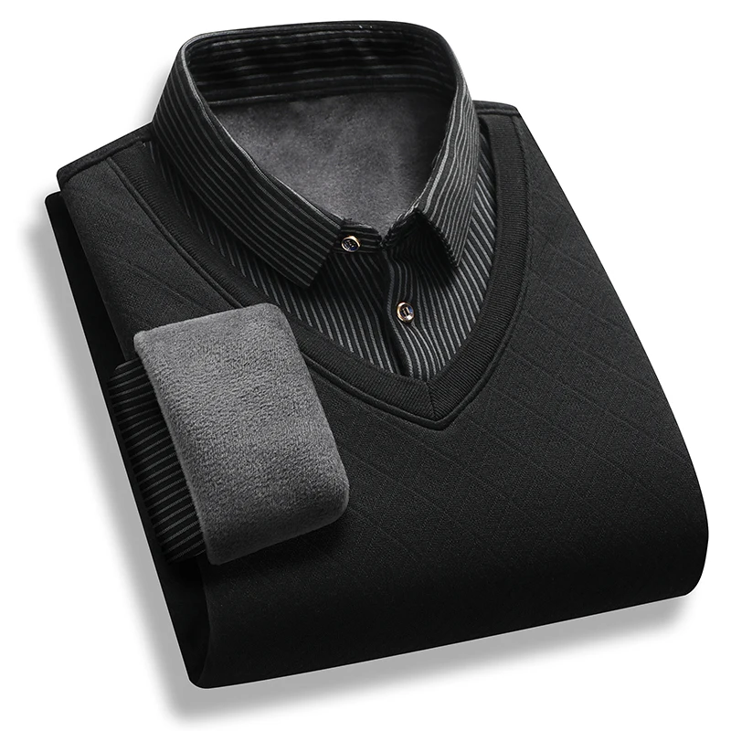 بلوفرات شتوية كلاسيكية للرجال سترات برقبة بولو موض...