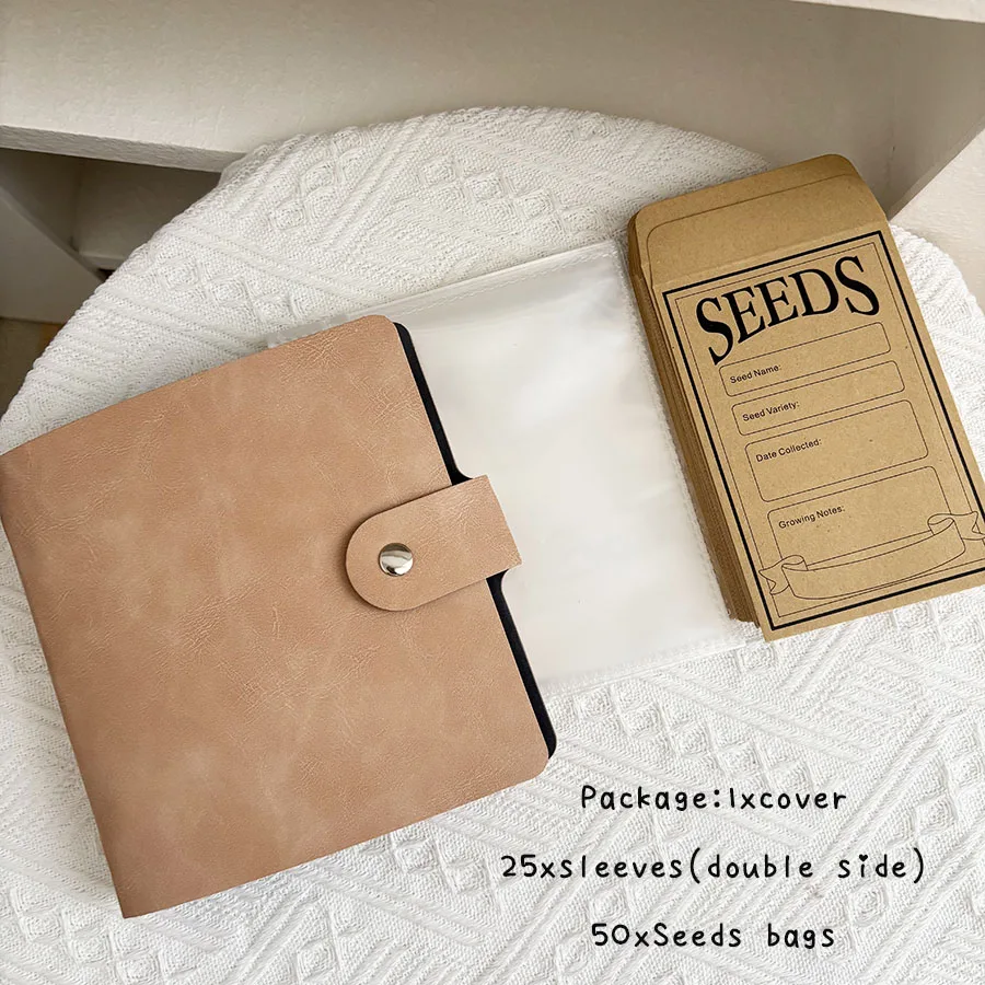 Deluxe Loose Leaf Seed Storage Album with PU Leather Cover and 50 Pockets