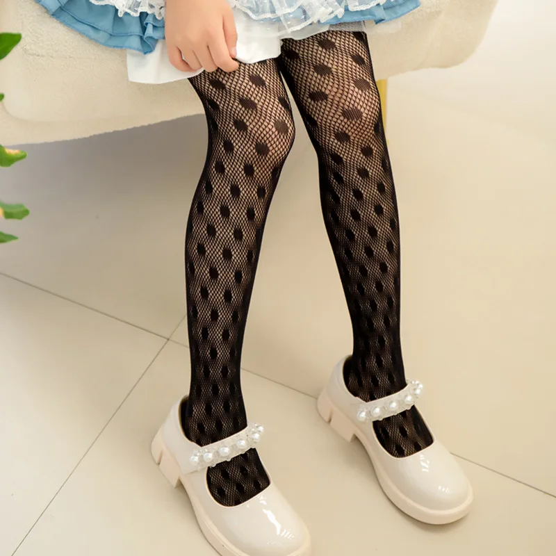 Lovely Dot Cat Lace Summer Girls Tights For Baby Girls Sheer Silk Stockings,  White And Black Pantyhose, Sizes 1 9 Years From Tieshome, $2.5