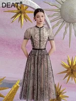 فستان شاش دانتيل مطرز برقبة دائرية للنساء ، ديكور زهور ، ثوب أنيق ، فساتين حفلات الأعياد ، موضة جديدة ، الصيف ، 35Z290 1