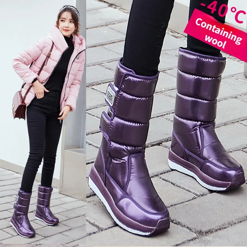 

Winter New Plush Snow Boots Waterproof and Anti Slip Cotton Shoes Warm High Tube Thickened Sole Long Boots SnowyMotorcycle Boots