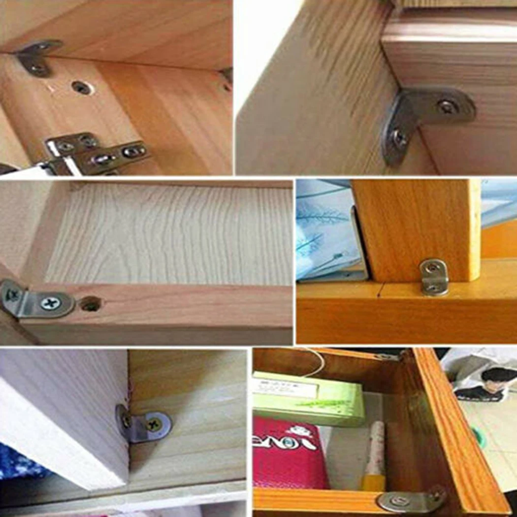 

Durable New Corner Brackets Right Angle Rust-resistant Joint L Shape Repair Shelf Silver Stainless Steel 10pcs