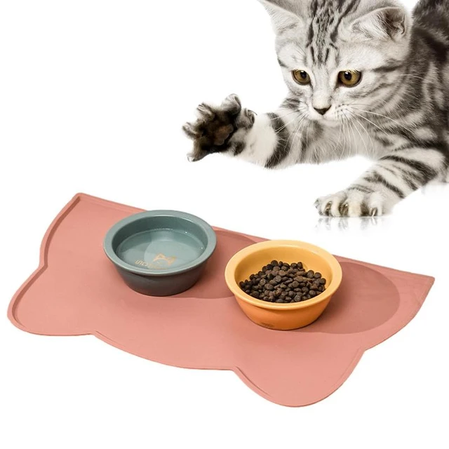 Pet Feeding Mat Waterproof, Anti-Slip Water Bowl Mat with Raised Edges to Prevent Spills, Tray Designed to Stop Food and Water Bowl Messes,Silicone