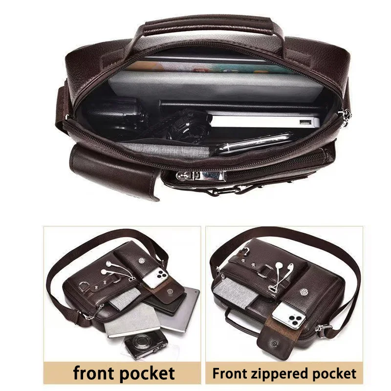 Borsa Messenger Retrò da Uomo con Design Impermeabile, Valigetta per Laptop di Grande Capacità per Ufficio, Viaggi e Scuola - immagine 5