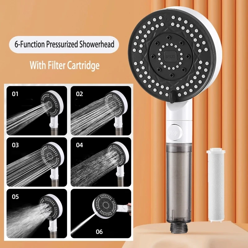 

New Filter Shower Head Anti Limestone High Pressure Rain Showerhead Water Stop Hose Support Faucet Bathroom Accessories Sets
