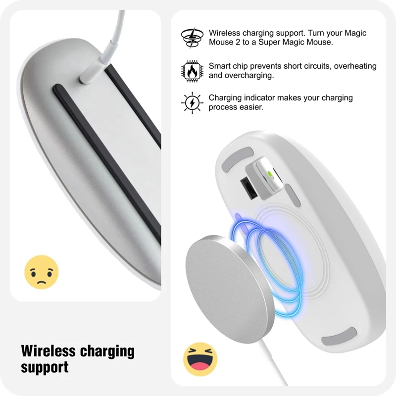 매직 마우스 2용 마우스 충전기 USB C 무선 충전 지원 인체공학적 그립 및 매직 마우스 2용 마우스 베이스 화이트-ELEC